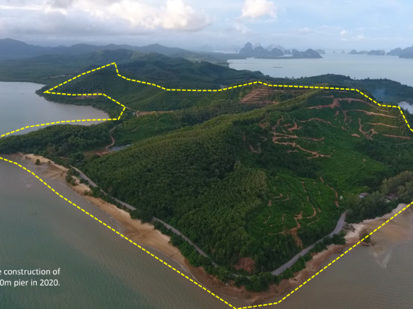 #1597    1090rai Hilltop & Beachfront Land at Phang Nga Bay