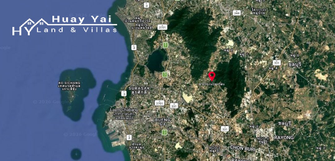 #3561 Eco Resort / Rural Development Land | 27.54 rai of rolling jungle in Sri Racha District.  Nightly Light Show!